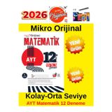 Mikro 2026 Ayt 12 Adet Matematik Ösym Tarzı Deneme Seti+Tablet Kalemi(Kolay-Orta)