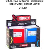 Mikro 24 Adet A6-72 Yaprak Polipropilen Kapak Çizgili Bloknot Standlı