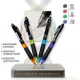 Mikro 4 Colours Mavi Siyah Kırmızı Yeşil 4 Renk Yazan Tükenmez Kalem - 1 Adet