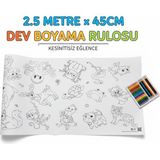 Mikro Boyama Defteri Çocuk Etkinliği Hayvan Temalı Karakter 45CM Genişlik 2.5 Metre Rulo Boyama Kağıdı Çocuklar Için Eğitici Aktivite - Beyaz