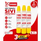 Mikro Çift Taraflı Sıvı Yapıştırıcı 3 Adet Güçlü Yapışma Hızlı Kuruyan Kağıt Karton Ahşap Tutkalı ST12521