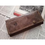 Mikro Crazy Gerçek Deri Tamamen El Emeği Özel Kalemleriniz Için Kalemlik Kalemkutu (8*18CM ) U4K3 - Acı Kahverengi