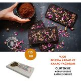 Mikro Herküller Güllü Artizan Vegan Glutensiz Rafine Şekersiz %70 Bitter Belçika Çikolatası (115 Gr) - 1 Adet