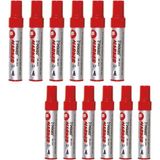 Mikro Kırmızı Permanent Markör Marker Kesik Uçlu Koli Kalemi Kırmızı 10 mm Mr-6010 12 Adet