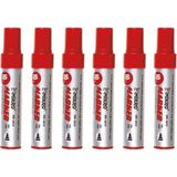 Mikro Kırmızı Permanent Markör Marker Kesik Uçlu Koli Kalemi Kırmızı 10 mm Mr-6010 6 Adet