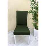 Mikro Kumaş Lastikli Kaymaz Esnek Sandalye Koruyucu Örtü - Haki Yeşili - Dört Adet - 40 x 40 cm - Haki - Yeşil
