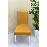 Mikro Kumaş Lastikli Kaymaz Esnek Sandalye Koruyucu Örtü - Hardal - Dört Adet - 40 x 40 cm