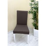 Mikro Kumaş Lastikli Kaymaz Esnek Sandalye Koruyucu Örtü - Kahverengi - Dört Adet - 40 x 40 cm