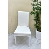Mikro Kumaş Lastikli Kaymaz Esnek Sandalye Koruyucu Örtü - Krem - Dört Adet - 40 x 40 cm