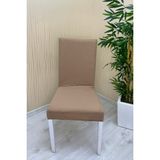 Mikro Kumaş Lastikli Kaymaz Esnek Sandalye Koruyucu Örtü - Sütlü Kahve - Bir Adet - 40 x 40 cm