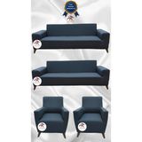 Mikro Lastikli Kaymaz Elastik Koruyucu Giydirme Koltuk Örtüsü - Antrasit - 3+3+1+1 (4 Parça Set) - 10 x 10 cm