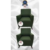 Mikro Lastikli Kaymaz Elastik Koruyucu Giydirme Koltuk Örtüsü - Haki Yeşili - 1+1 (2 Parça Set) - 10 x 10 cm