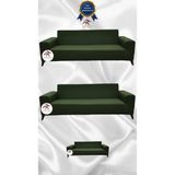 Mikro Lastikli Kaymaz Elastik Koruyucu Giydirme Koltuk Örtüsü - Haki Yeşili - 3+3+2 (3 Parça Set) - 10 x 10 cm