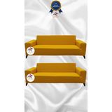 Mikro Lastikli Kaymaz Elastik Koruyucu Giydirme Koltuk Örtüsü - Hardal - 3+3 (2 Parça Set) - 10 x 10 cm