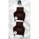 Mikro Lastikli Kaymaz Elastik Koruyucu Giydirme Koltuk Örtüsü - Kahverengi - 1+1 (2 Parça Set) - 10 x 10 cm