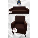 Mikro Lastikli Kaymaz Elastik Koruyucu Giydirme Koltuk Örtüsü - Kahverengi - 3+1 (2 Parça Set) - 10 x 10 cm