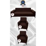 Mikro Lastikli Kaymaz Elastik Koruyucu Giydirme Koltuk Örtüsü - Kahverengi - 3+1+1 (3 Parça Set) - 10 x 10 cm