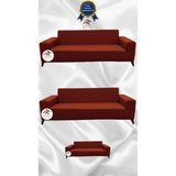 Mikro Lastikli Kaymaz Elastik Koruyucu Giydirme Koltuk Örtüsü - Kiremit - 3+3+2 (3 Parça Set) - 10 x 10 cm