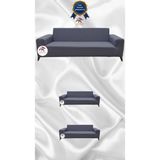 Mikro Lastikli Kaymaz Elastik Koruyucu Giydirme Koltuk Örtüsü - Koyu Gri - 3+2+2 (3 Parça Set) - 10 x 10 cm