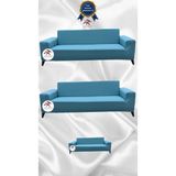 Mikro Lastikli Kaymaz Elastik Koruyucu Giydirme Koltuk Örtüsü - Mavi - 3+3+2 (3 Parça Set) - 10 x 10 cm