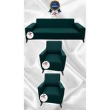 Mikro Lastikli Kaymaz Elastik Koruyucu Giydirme Koltuk Örtüsü - Zümrüt Yeşili - 3+1+1 (3 Parça Set) - 10 x 10 cm