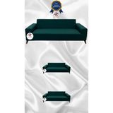 Mikro Lastikli Kaymaz Elastik Koruyucu Giydirme Koltuk Örtüsü - Zümrüt Yeşili - 3+2+2 (3 Parça Set) - 10 x 10 cm
