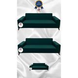 Mikro Lastikli Kaymaz Elastik Koruyucu Giydirme Koltuk Örtüsü - Zümrüt Yeşili - 3+3+2 (3 Parça Set) - 10 x 10 cm