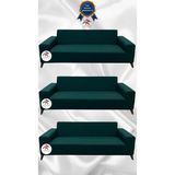 Mikro Lastikli Kaymaz Elastik Koruyucu Giydirme Koltuk Örtüsü - Zümrüt Yeşili - 3+3+3 (3 Parça Set) - 10 x 10 cm