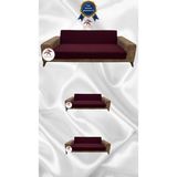 Mikro Lastikli Kaymaz Elastik Koruyucu Kolsuz Koltuk Örtüsü - Bordo - 3+2+2 (3 Parça Set) - 10 x 10 cm