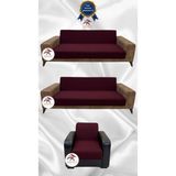 Mikro Lastikli Kaymaz Elastik Koruyucu Kolsuz Koltuk Örtüsü - Bordo - 3+3+1 (3 Parça Set) - 10 x 10 cm