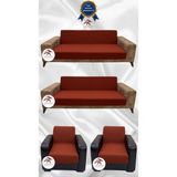 Mikro Lastikli Kaymaz Elastik Koruyucu Kolsuz Koltuk Örtüsü - Kiremit - 3+3+1+1 (4 Parça Set) - 10 x 10 cm
