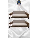 Mikro Lastikli Kaymaz Elastik Koruyucu Kolsuz Koltuk Örtüsü - Vizon - 3+3 (2 Parça Set) - 10 x 10 cm