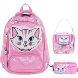 Mikro Muggle Pink Sweet Cat Ilkokul Çantası 3 Lü Set