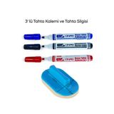 Mikro Ns-703 Yuvarlak Uç Beyaz Yazı Tahta Kalemi 3 Lü Set Kraf 575G Tahta Silgisi