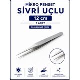 Mikro Penset 12 Cm Sivri Uçlu Paslanmaz