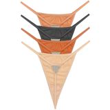 Mikro Saten Ön ve Arka Taş Detaylı Kadın String Külot 4'lü Paket