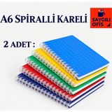 Mikro Saygılıofis Spiralli Pp. Kapak Ödev Defteri A6 60 Yaprak Kareli Not Defteri Telli ( 2 Adet ) - Çok Renkli