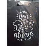 Mikro Sekreterlik ST-30YOU Will Forever Be My Always Siyah Renk Desenli Sekreterlik+Thinkbook A5 Renkli Çizgisiz Defter