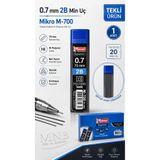 Mikro Süpermin 0.7 mm 2B Hi-Polymer Versatil Kalem Ucu 75 mm 20’li – 1 Tüp Tekli Ürün