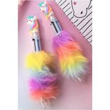 Mikro Unicorn Pelüş Tükenmez Kalem 6 Renk 0,5 mm Yazma Ucu 6,8 inç Uzunluk