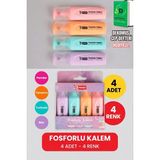 Mikro x Dekomus Pastel Touch Collection 4'lü Fosforlu Kalem Seti "dekomus Cep Defteri Hediyeli" - 102-Beyaz