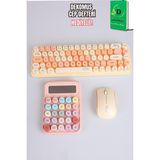 Mikro x Dekomus Pastel Touch Collection Kablosuz Klavye & Mouse & Hesap Makinası Seti "dekomus Cep Defteri Hediyeli" - Turuncu - 1
