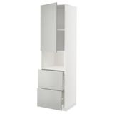 Mikrodalga fırın boy dolabı, HAVSTORP açık gri-koyu gri, 60x60x220 cm, 1 kapaklı, 2 çekmeceli ve 2 raflı