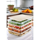 Mikrodalga ve Derin Dondurucuya Uygun Freshbox Saklama Kabı 4'lü Set Krem