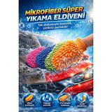 Mikrofiber Araba Motor Yıkama ve Temizlik Eldiveni Çift Taraflı Detay Eldiveni Detaylı Mavi - Turuncu