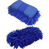 Mikrofiber Araba Yıkama Süngeri – Bir Yüzü Makarna, Diğer Yüzü Mop Bezi Mavi 1 Adet - Standart