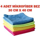 Mikrofiber Bez Temizlik Oto Araba Yıkama Kurulama Bezi Seti 4'lü