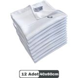 Mikrofiber Cam Bezi Genel Temizlik Bezi Mutfak Banyo Yüzey 12 Adet Beyaz 40X60CM