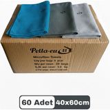 Mikrofiber Cam Bezi Genel Temizlik Bezi Mutfak Banyo Yüzey 60 Adet Mavi Antrasit Gri 40X60CM