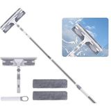Mikrofiber Cam Silme Mopu Aparatı Profesyonel Set 360 Derece Oynar Başlıklı Mikrofiber , Çekçekli Teleskopik Cam Silme Aparatı ( + 1 Yedekli )